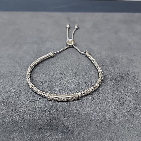 NEW EFFY 925 Sterling Silver Diamond Bolo Bracelet - Picture 1 of 3